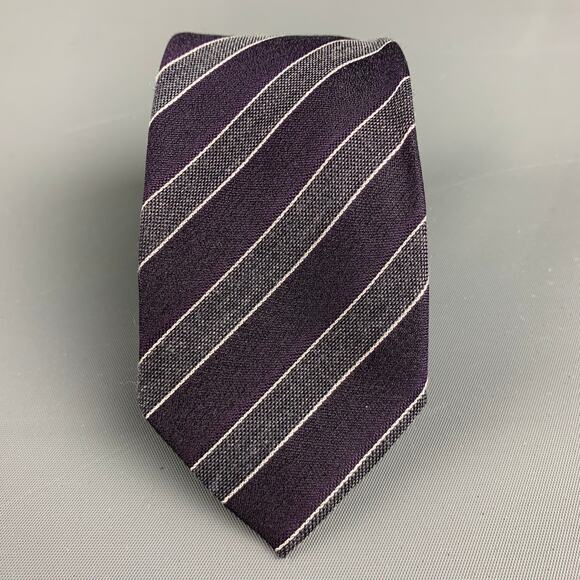 JOHN VARVATOS Purple Silver Silk Tie